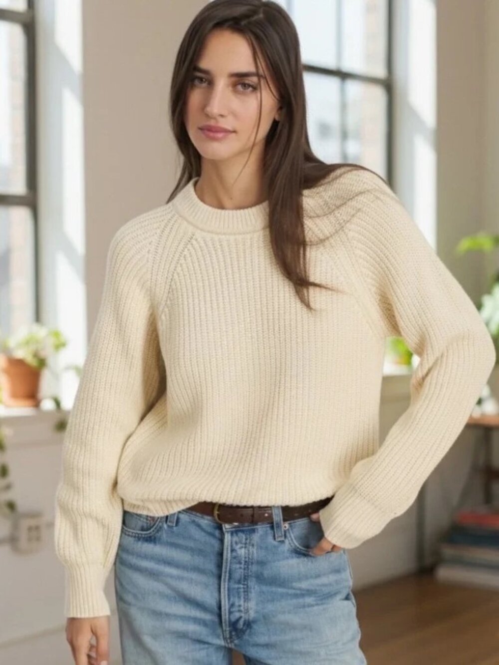 Alex Mill Amalie Cotton Cashmere Sweater - Sand